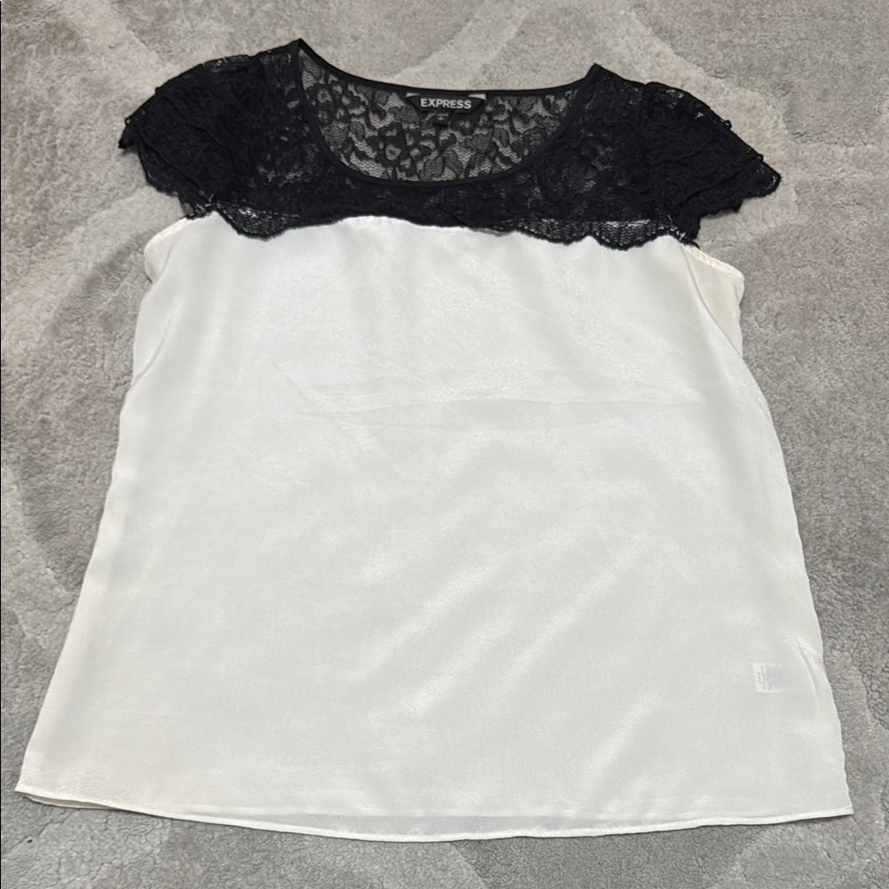 Express Black and White Lace Blouse